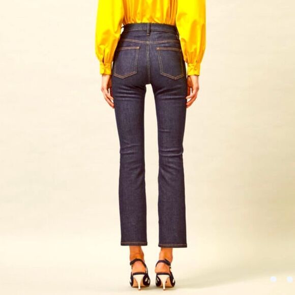Tory BURCH High Waisted Button Fly Crop Jeans Size 24 Like New Gold Hardware - Picture 4 of 13
